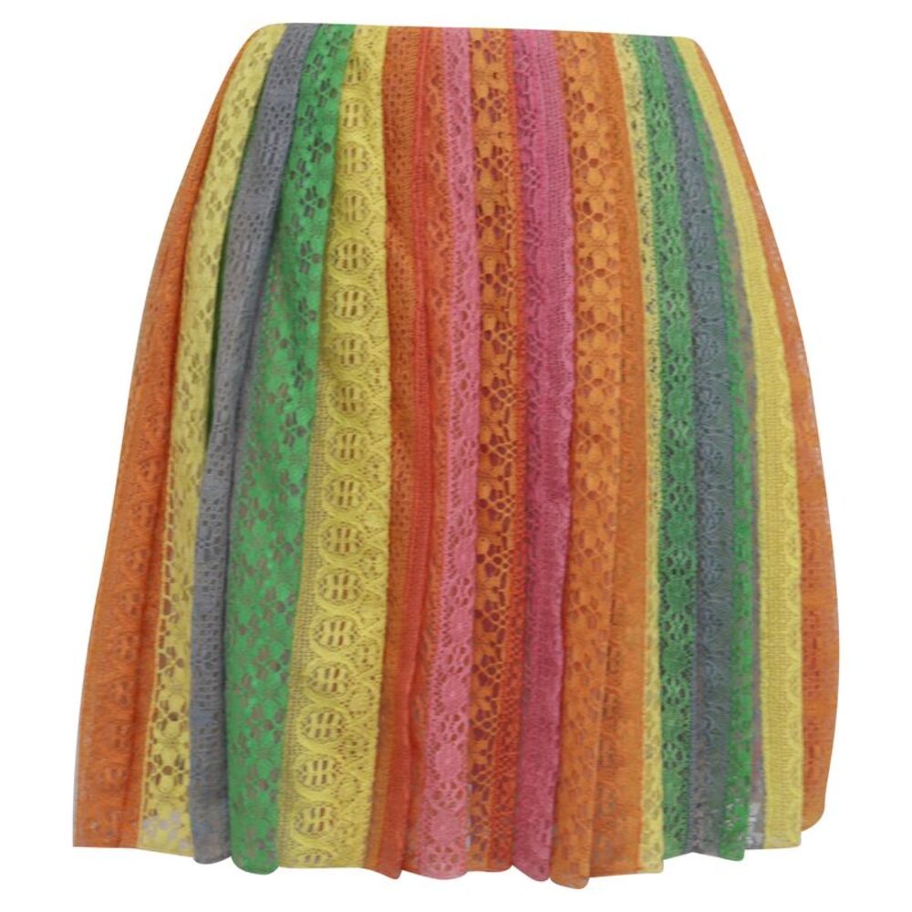 Valentino Garavani Lace Mini Skirt in Multicolor Cotton